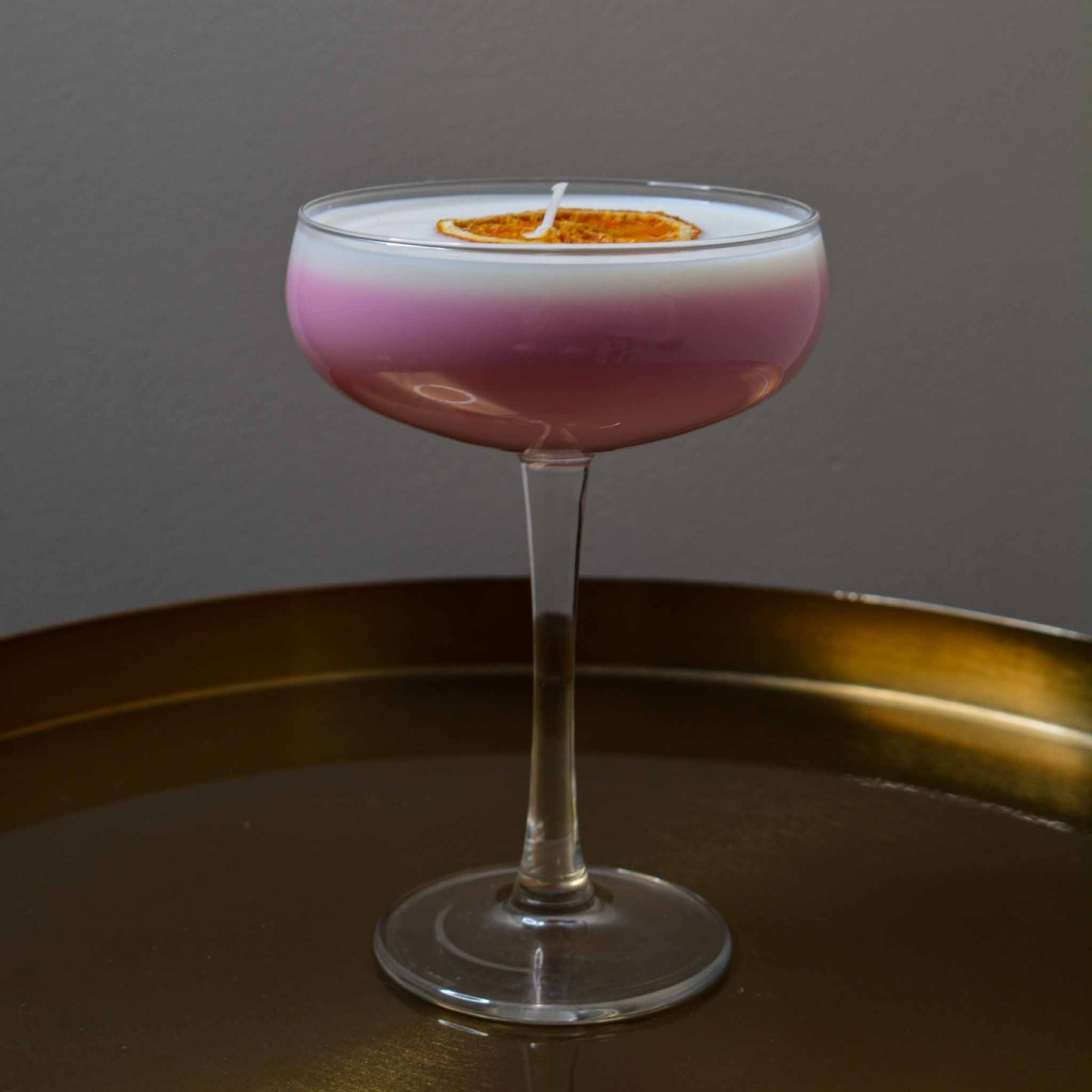 Cocktailkaars Pornstar Martini roze, sojawas kaars in martiniglas. Decoratie en kaarsen in huis.