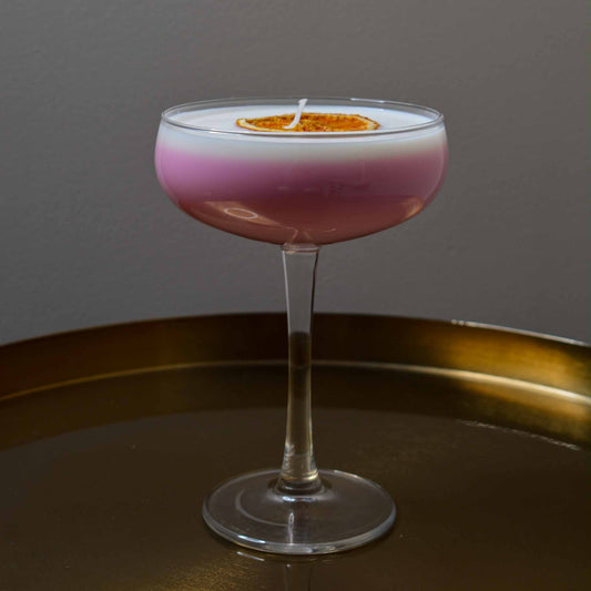 Cocktailkaars Pornstar Martini roze, sojawas kaars in martiniglas. Decoratie en kaarsen in huis.